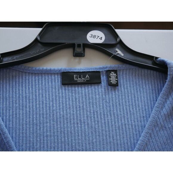 ELLA Rafaella Women's Plus Size O-Ring Ribbed V-neck Long Sleeve Top 1X - Picture 10 of 10